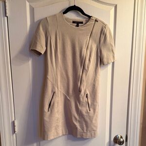 BCBGMaxAzria Cream Zipper Accent Mini Dress